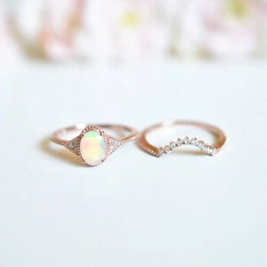 🔥Sweet Oval Opal Dainty Zircon Thin Beautiful Rose Gold Ring for WomenEVGG1217